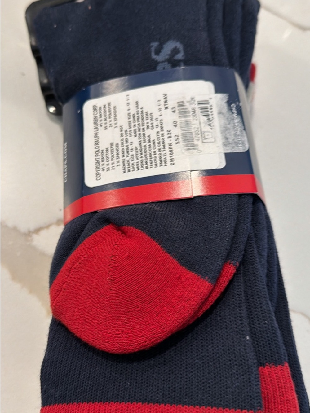 Chaps Cream, Red & Navy Striped Crew Socks - Picture 4 of 4